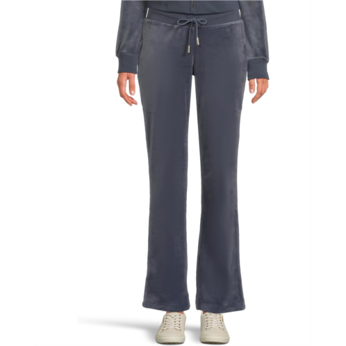 Juicy Couture Solid Rib Waist Velour Pants With Drawcord