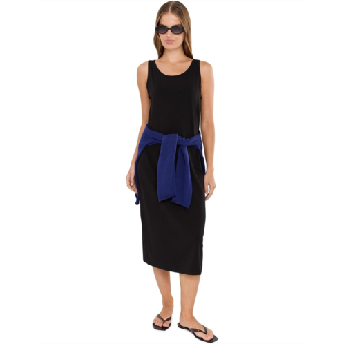 Womens Eileen Fisher Petite Stretch Jersey Knit Scoop Neck Full Length Dress