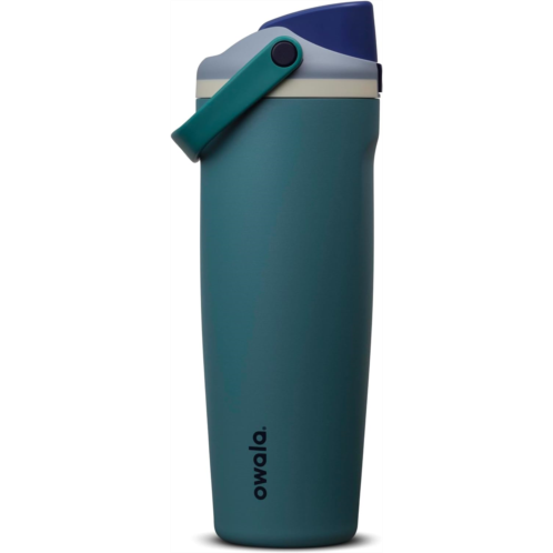 Owala FreeSip Sway Insulated Stainless Steel Water Bottle with Two-Way Spout Built-In Straw and Bucket Handle Made for Travel School and Sports 30oz BPA Free Leak Proof Den
