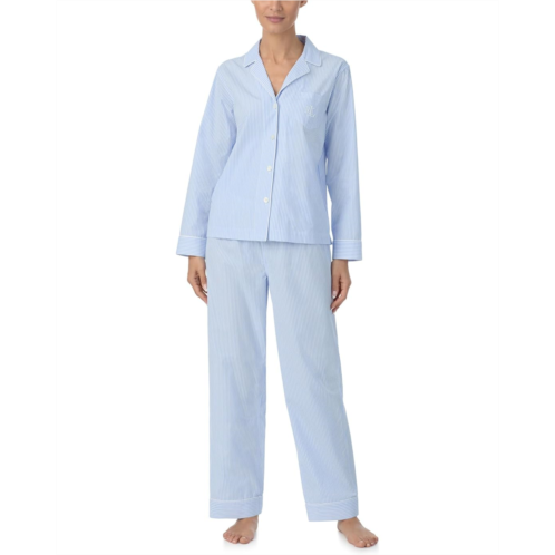 POLO Ralph Lauren Womens Lauren Ralph Lauren Cotton Woven Long Sleeve Notch Collar PJ Set