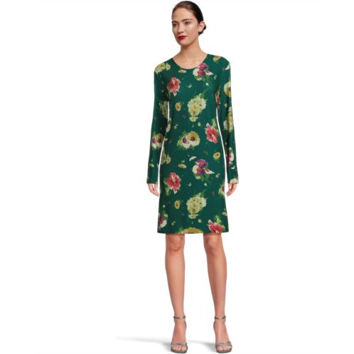Womens Norma Kamali Long Sleeve Crew Dress To Knee