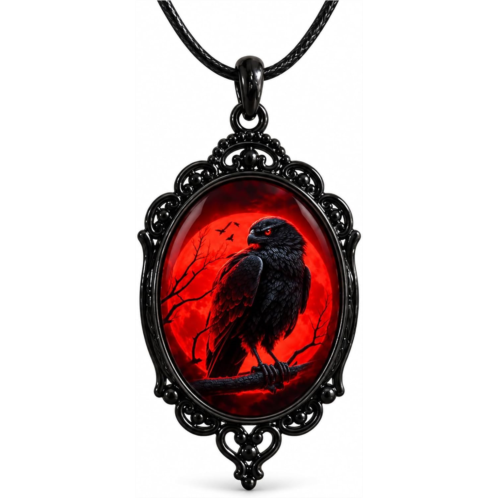 Gothic Glass Pendant Necklace for Women Sun and Moon Necklaces Vintage Celestial Necklace Lunar Solar Cameo Necklaces Mystic Rope Chain Goth Witch Jewelry