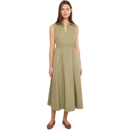 Womens Calvin Klein Sleeveless V-Neck Solid Cotton Midi