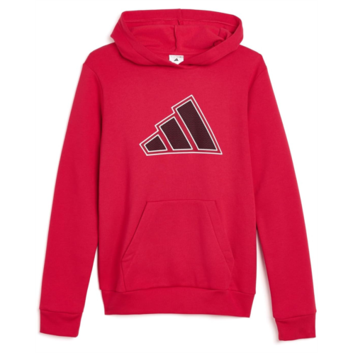 Adidas Kids Mesh 3-Bar Fleece Hooded Pullover (Big Kid)