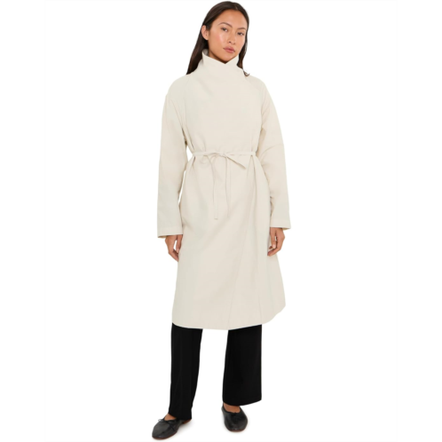 Womens Eileen Fisher Petite Light Cotton Nylon High Drape Neck Coat