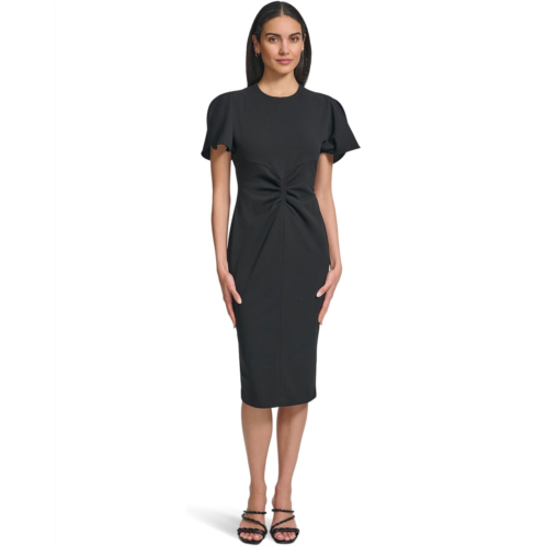 Calvin Klein Scuba Crepe Split Sleeve Sheath