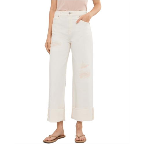 AG Jeans Saige Mid-Rise Wide Leg Crop in Powder Mended