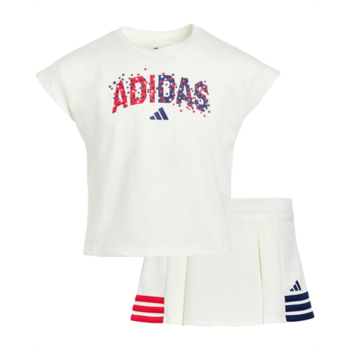 adidas Kids Box Tee Pleated Skort Set (Toddler/Little Kids)