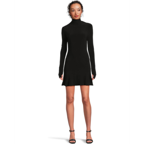 Norma Kamali Long Sleeve Turtle Fishtail Mini Dress