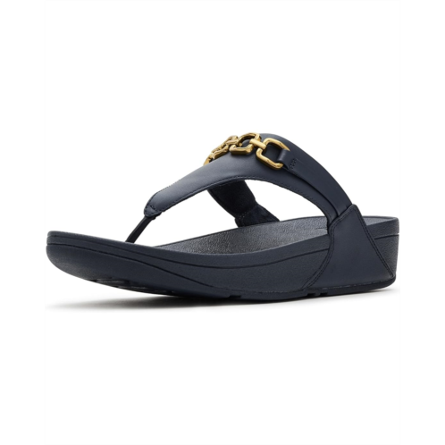 FitFlop Lulu Square-Chain Leather Toe-Post Sandals