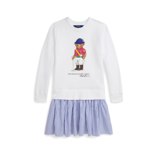 Womens Polo Ralph Lauren Kids Polo Bear Striped-skirt Fleece Dress (big Kid)