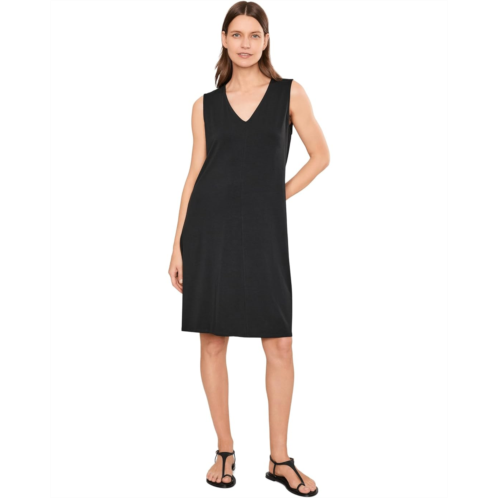 Womens Eileen Fisher Fine Stretch Jersey Knit V-Neck Dress