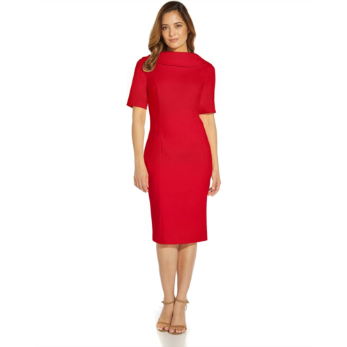 Adrianna Papell Roll Neck Sheath Collar Dress w/V-Back