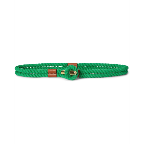 POLO RALPH LAUREN Leather-Trim Rope Toggle Skinny Belt