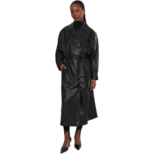 Womens Avec Les Filles Faux Leather Long Trench Coat