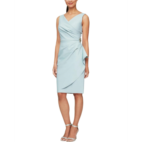 Alex Evenings Short Slimming Dress with Side Ruched Skirt