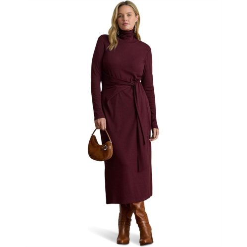 POLO Ralph Lauren Womens Lauren Ralph Lauren Plus Size Tie-Front Turtleneck Dress