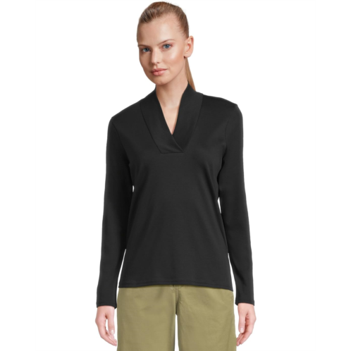 L.L.Bean Womens LLBean Pima Shawl Long-Sleeve Cotton Tee
