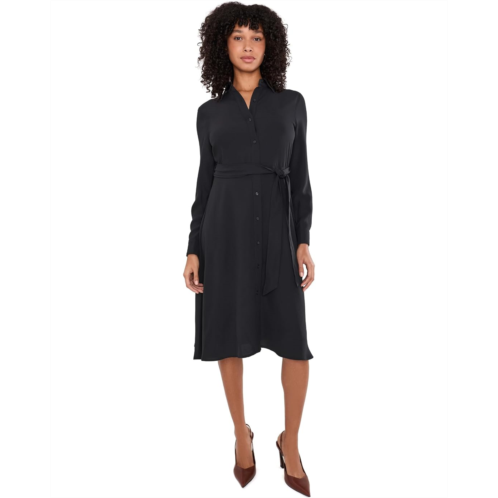 POLO Ralph Lauren Womens Lauren Ralph Lauren Belted Double-Faced Georgette Shirtdress