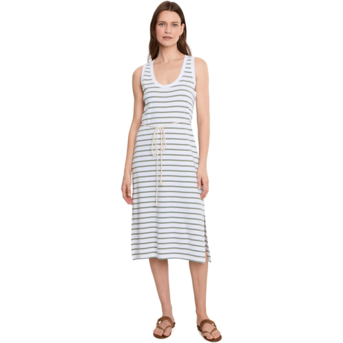 Womens Lilla P Rib Stripe Side Slit Tank Dress