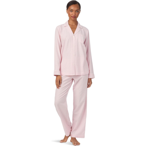 POLO RALPH LAUREN Womens Lauren Ralph Lauren Woven Long Sleeve Notch Collar Long Pant Pajama Set