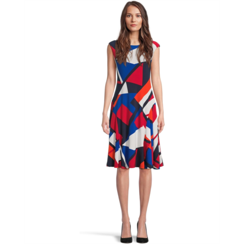POLO RALPH LAUREN Womens Lauren Ralph Lauren Petite Print Stretch Jersey Dress