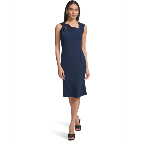 Calvin Klein Scuba Crepe Sleeve Knot Sheath