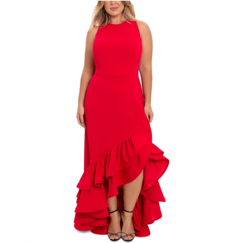 Betsy & Adam Plus Size Ruffle Tier Scuba Crepe