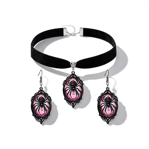 Gothic Earrings Necklace Set for Women Vintage Black Velvet Jewelry Gifts