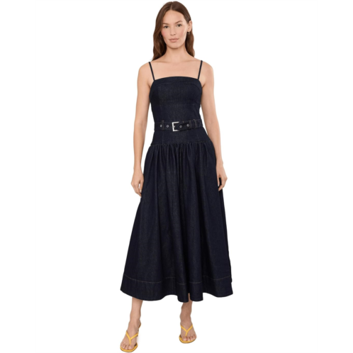 Womens Avec Les Filles Dark Denim Drop Waist Midi Dress