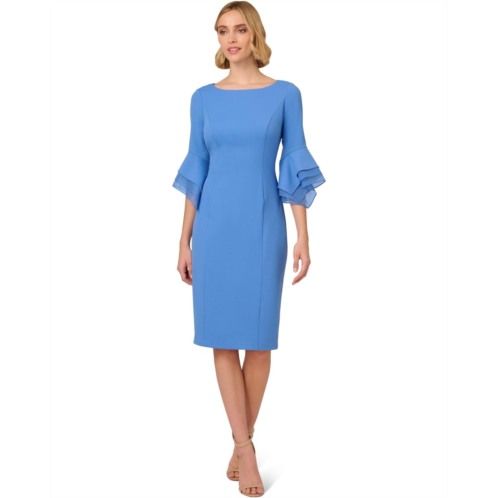 Adrianna Papell Knit Crepe Tiered Sleeve Dress