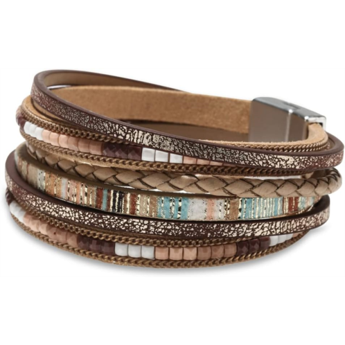 Fesciory Leather Wrap Bracelets for Women Boho Western Stacked Jewelry