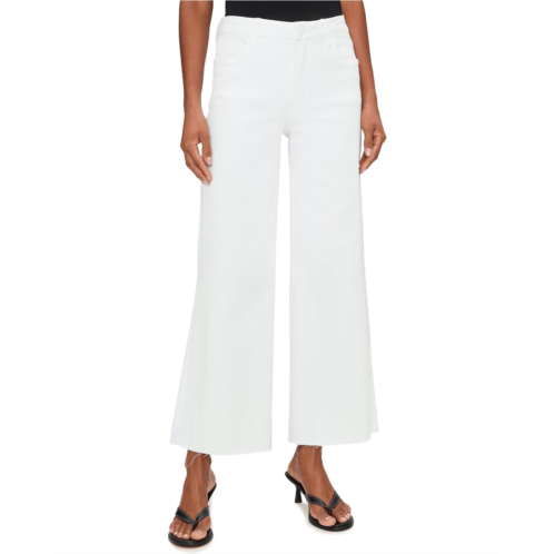 KUT from the Kloth Meg High-Rise Fab Ab Wide Leg Raw Hem in Optic White