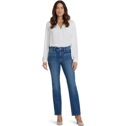 NYDJ Petite Marilyn Straight Utility Welt Pocket Jeans in Romantic Indigo