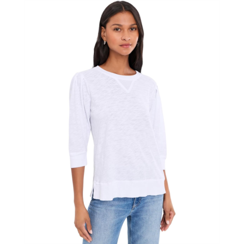 Womens Mod-o-doc 3/4 Pleated Sleeve Crew Neck Top