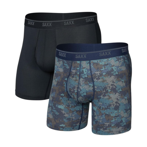 Mens SAXX UNDERWEAR Quest Quick-Dry Mesh Boxer Briefs Fly 2-Pack