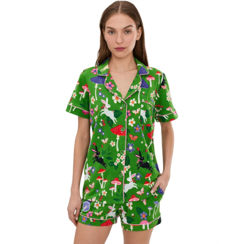 Womens Bedhead PJs Short Sleeve Shorty Cotton Knit Pajama Set