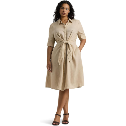 POLO RALPH LAUREN Plus Size Tie-Front Linen Shirtdress