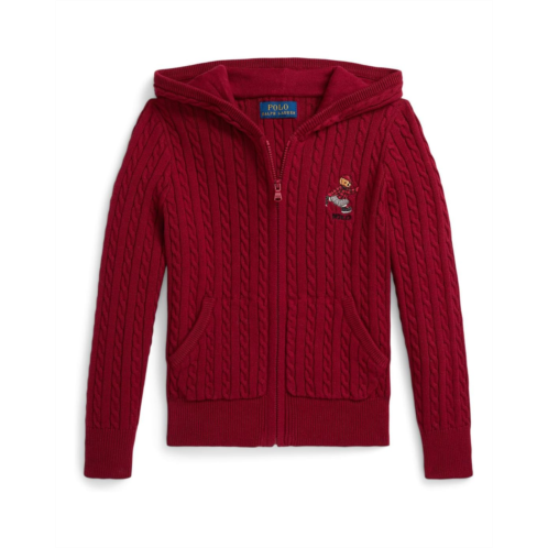 Girls Polo Ralph Lauren Kids Polo Bear Cotton Full Zip Sweater (Toddler/Little Kid)