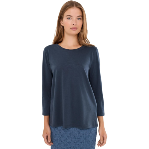 Womens Eileen Fisher Organic Pima Cotton Jersey Round Neck Tee