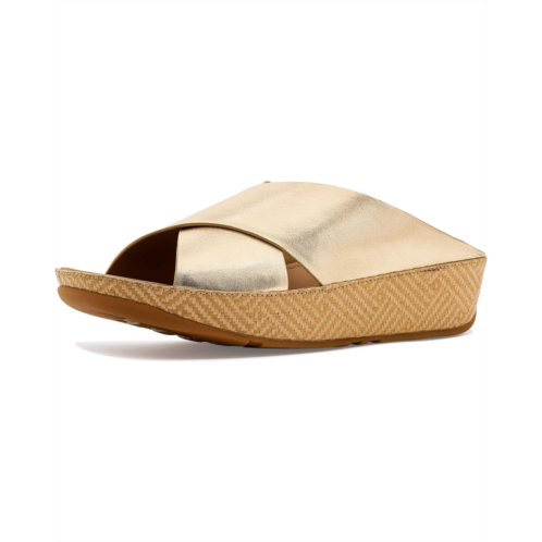 Womens FitFlop Lulu Lux Graphic-weave Leather Cross Slides