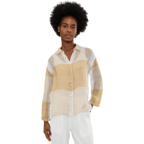 Womens Elliott Lauren Sandcastle - Mesh Long Sleeve Easy Button-Up Shirt