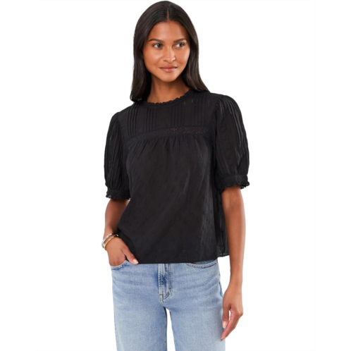 Womens Madewell Embroidered Pintuck Crewneck Top
