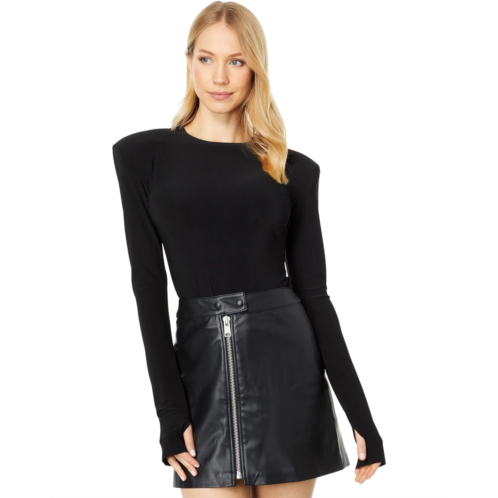 Womens Norma Kamali Shoulder Pad Long Sleeve Crew Top