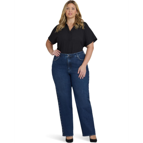 NYDJ Plus Size Brooke Loose Rhinestone Jeans in Louvre Sapphire