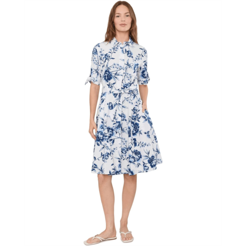 Womens Calvin Klein Short Sleeve Floral Cotton A-Line