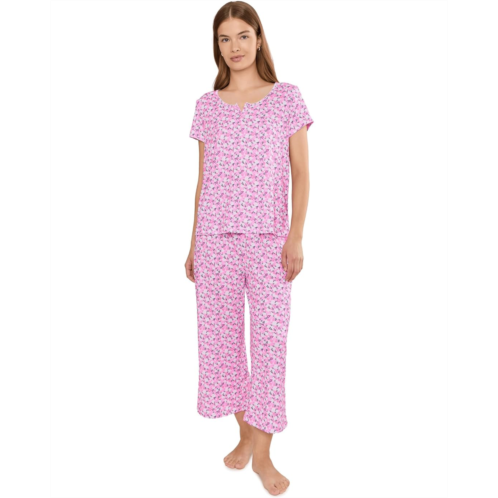 Womens Karen Neuburger Petite Henley Top & Crop Pantss Pajama Set