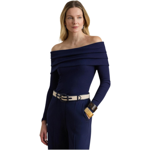 POLO Ralph Lauren Womens Lauren Ralph Lauren Ribbed Cotton-Blend Off-The-Shoulder Top