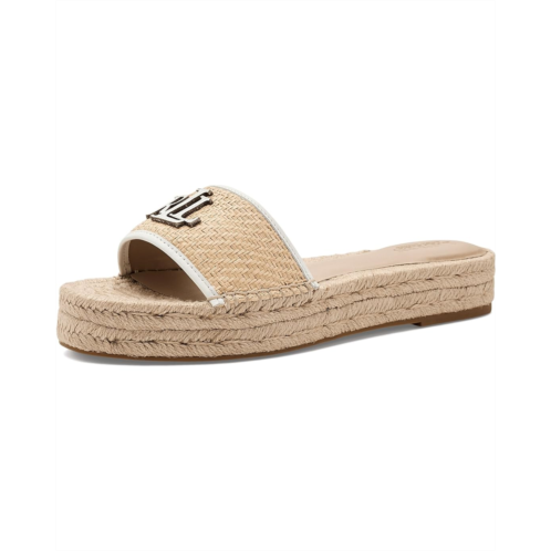 POLO Ralph Lauren Womens Lauren Ralph Lauren Polly Leather-Trim Raffia Espadrille