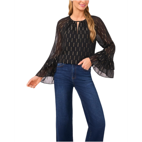 CeCe Tiered Sleeve Front Keyhole Blouse